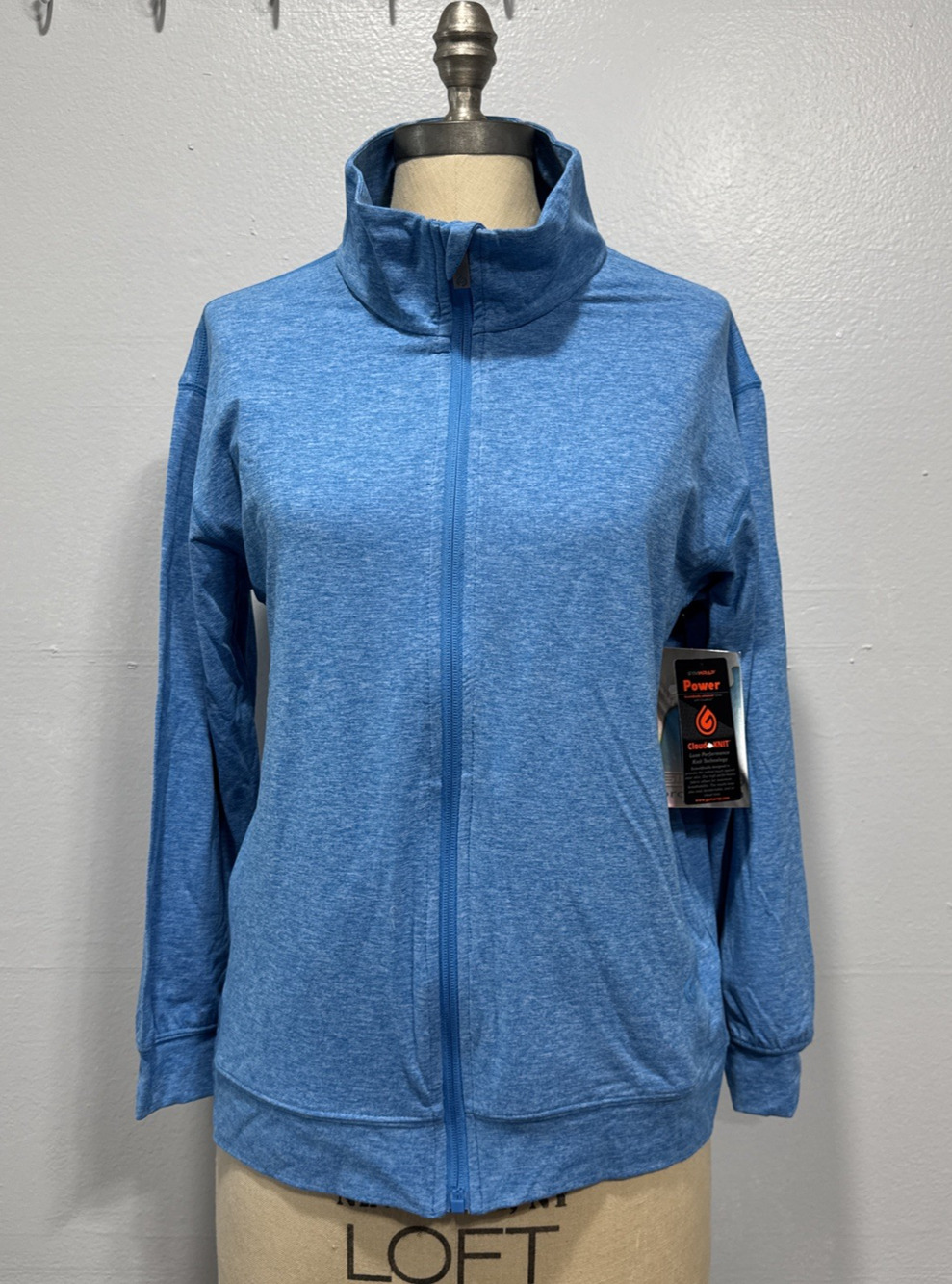 Gymwrap Women's Jacket Sz S Bluebell Heathered Knit Zip-Up Loose Fit A591679